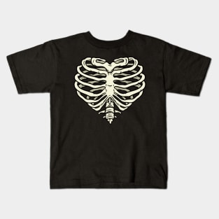 Skeleton Bones Rib Cage Hearth Funny Skull Costume Halloween Kids T-Shirt